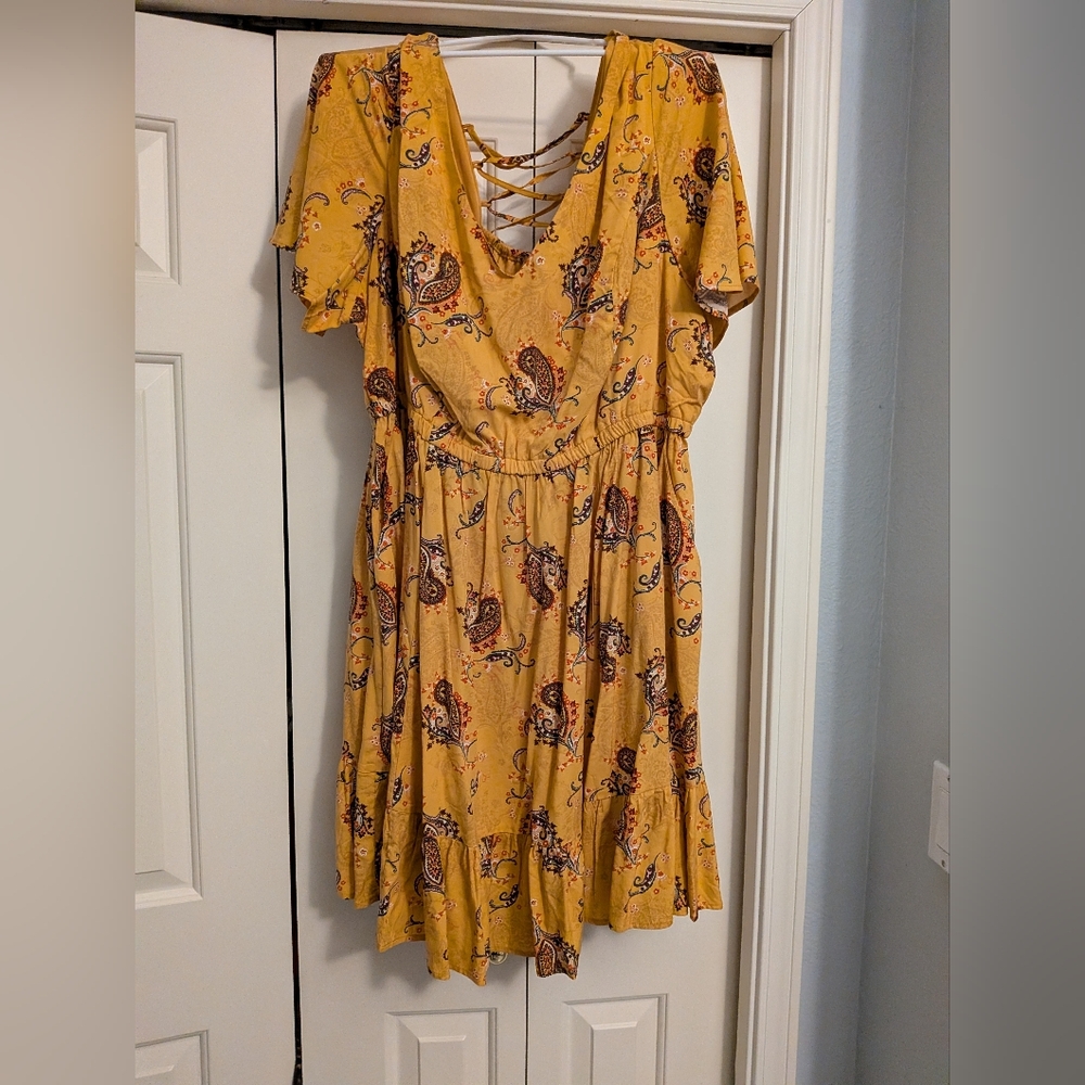 Torrid Mustard Paisley Mini Dress